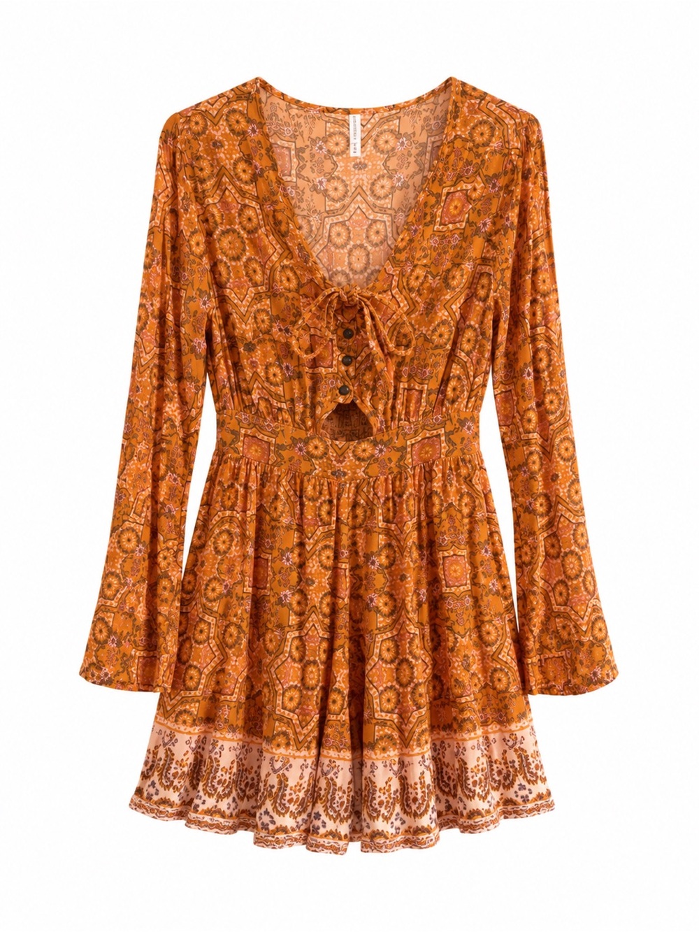 Xhilaration Burnt Orange Boho Tie-Front Romper